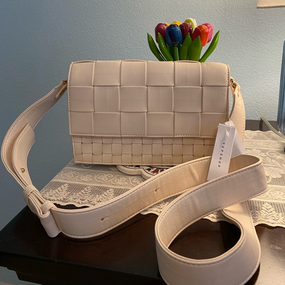 Topshop NWT weave Faux Leather crossbody Bag